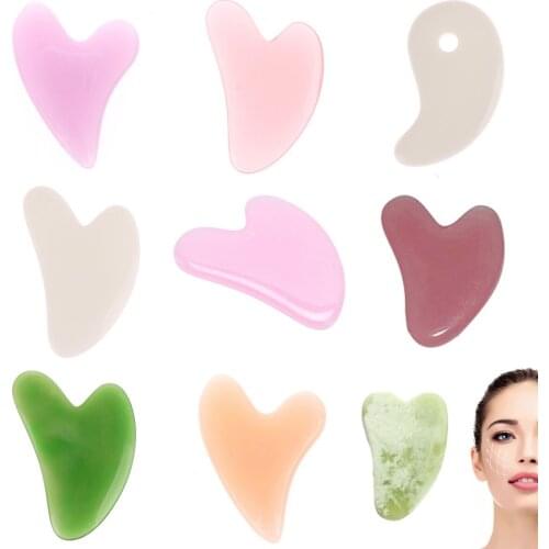 1pcs Natural Jade Gua Sha Stone Board Massage Rose Quartz Guasha Plate Jade Face Massager Scrapers Tool For Face Neck Back Body