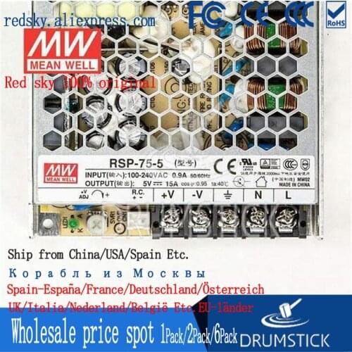 Steady MEAN WELL RSP-75-5 5V 15A meanwell RSP-75 75W Single Output with PFC Function Power Supply