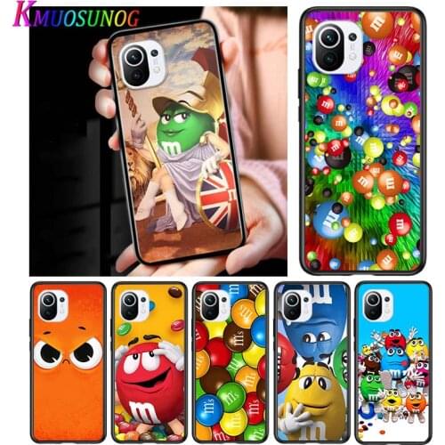 Cute MM Chocolate for Xiaomi Mi 11 10T Note 10 Ultra 5G 9 9T SE 8 A3 A2 A1 6X Pro Play F1 Lite 5G Black Phone Case