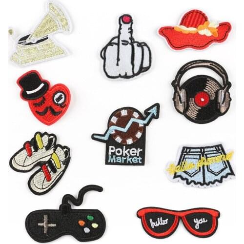 Fashion Cartoon Embroidery Skirt Glasses Shoes Patch Stickers DIY Nail Art Jewelry Decorative Accessories