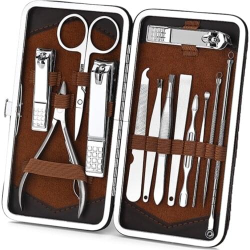 Pedicure Kit Nail Clipper Set 13pcs Professional Men and woman Grooming Kit Stainless Steel Portable Travel Nail Kit