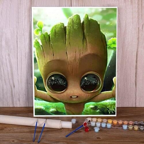 Groot Paint By Numbers Complete Kit Acrylic Paints 50*70 Paiting By Numbers Handmade For Children Handiwork For Wholesale
