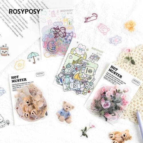 40pcs/pack Cute PET Stickers Transparent Deco Stickers Rabbit Kawaii Journal Planner DIY Crafts Scrapbooking Diary Material