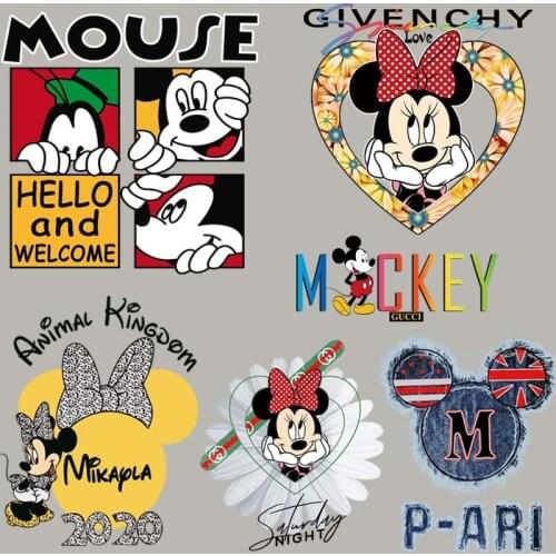 Mickey Mouse Patches for Clothing Heat Transfer Stickers for T-Shirt Iron on Patches for Clothes for Boys Girls Kawaii Custom