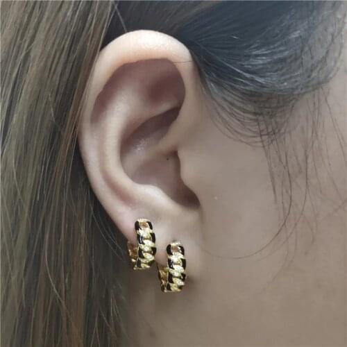 Neon Enamel Cuban Link Chain Hoop Earring Candy Colorful Trendy Lady Female Jewelry