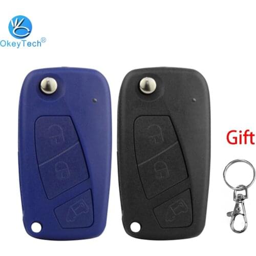 OkeyTech 3 Button For FIAT Punto Ducato Stilo Panda Replacement Flip Folding Remote Car Key Shell Case Auto Key With SIP22 Blade