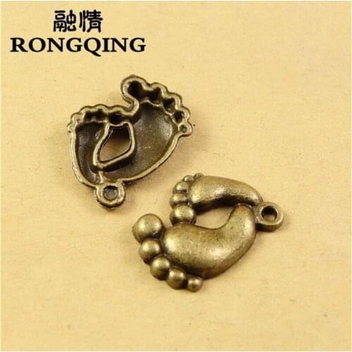 RONGQING 21*16MM 50pcs/lot footprint Pendants Necklaces Handmade Fashion Jewelry Charms DIY
