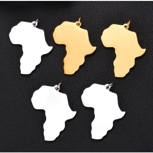 3Pcs/lot Africa Map Design Gold Color Stainless Steel Irregular Charms Pendants For DIY Jewelry Making Necklaces Accessories
