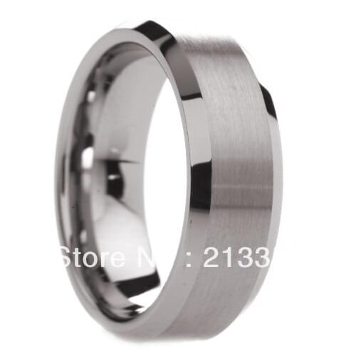 FREE SHIPPING!USA WHOLESALES CHEAP PRICE BRAZIL RUSSIA CANADA UK HOT SELLING 8MM BEVELED SILVER SATIN MENS TUNGSTEN WEDDING RING