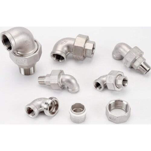 304 stainless steel union elbow 1/4 3/8 1/2 3/4 1 internal and external thread internal thread connector gas water pipe fittings