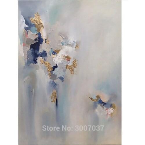 Handmade Modern Abstract Gold Oil Painting Hand on the Wall for Living Room Decorative