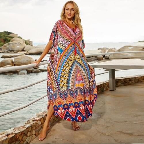 Loose Beach Cover Up Kaftans Sarong Bikini Cover Ups Beach Dress Pareos Swimsuit Cover Up Womens Swim Wear Beach Tunic
