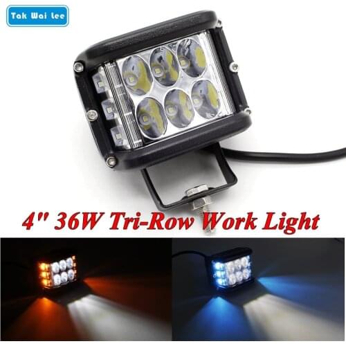 Tak Wai Lee 1Pcs 4Inch 36W Tri-Row LED Flash Work Light Bar Driving Truck SUV 4X4 IP67 4000Lm Spot Beam Car Fog Day Lamp Styling