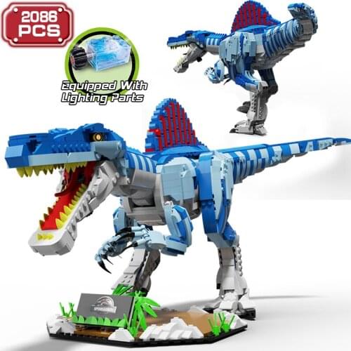 Technical Famous Movie Jurassic Dinosaur Building Blocks Ideas Spinosaurus Simulation Model Bricks Toys for Boys Birthday Gift