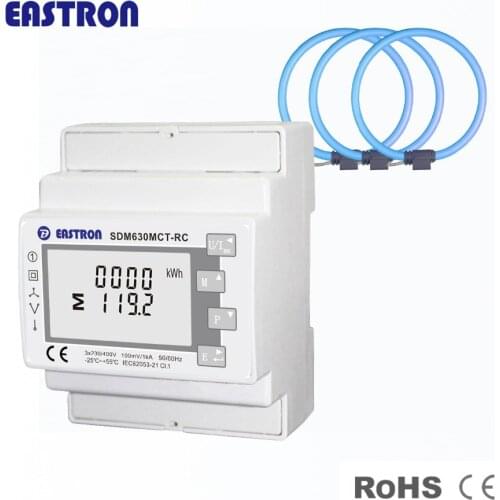 SDM630MCT-RC + 3pcsESCT-RC100 Three Phase Three Wire Rogowski Coil Energy Meter