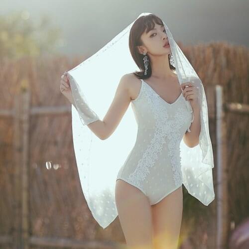 Womens Swimwear Separate Bikini One Piece Swimsuit Solid Female Trikini Family Swimsuits One-Piece For Women Breasts Sexy Veil