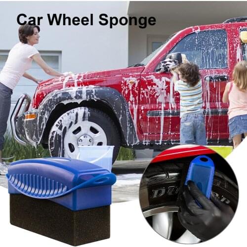 1Pc Car Wheel Polishing Waxing Sponge Brush Auto ABS Plastic Washing Detailing Cleaning Sponge Brush With Cover Cleaning Tools