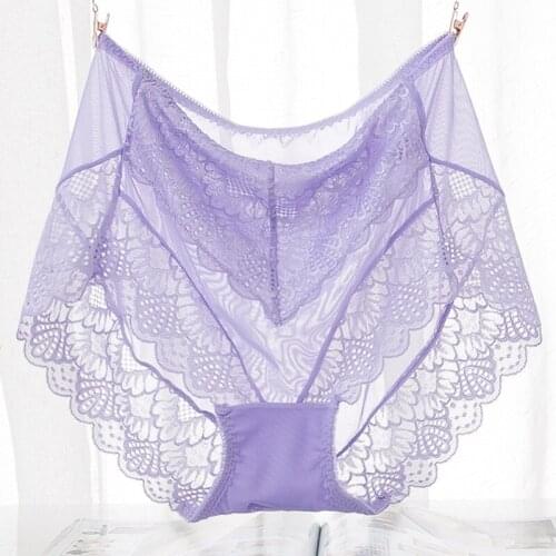 150KG Super Large Womens mid-rise Briefs Ladys Underpants Bamboo Fiber Underwear High Quality Sexy Lace See Through Panties