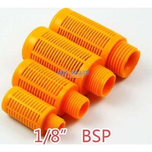 20 Pieces 1/8" BSP Pneumatic Yellow Plastic Silencer Connector Noise Reduce Air Valve Muffler Fitting