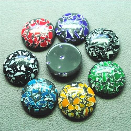 20PCS New Bright Colors Of Resin Cabochons Round Shape Size 20MM 25MM Beads Accessories DIY Jewelry Finding For Women Pendants