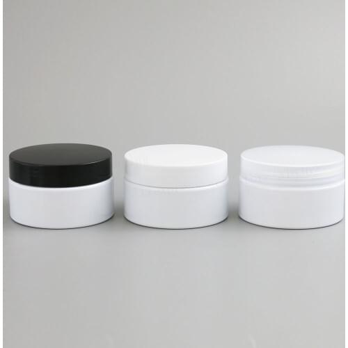 20 x 100g Travel Empty White PET Cream jar with Plastic white black clear lids and pet seal 100ml PET Jar Cosmetic Container