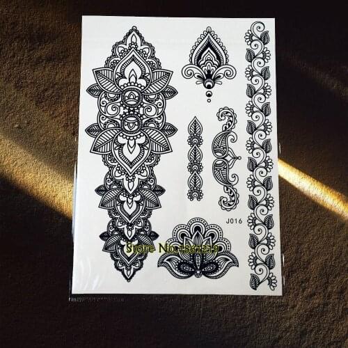 25 Style Waterproof Black Henna Mehndi Tattoo For Women Flower Arm Tatoo Wedding Body Art Fake Paisley Temporary Tattoo Stickers