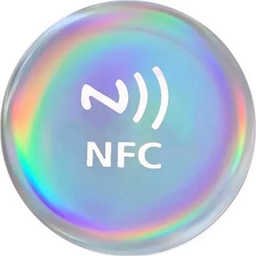 5PCS Rainbow Anti Metal Tag 144 Bytes 13.56MHZ Ntag213 Diameter 30mm NFC Epoxy Sticker Social Share OneHop RFID Sticker