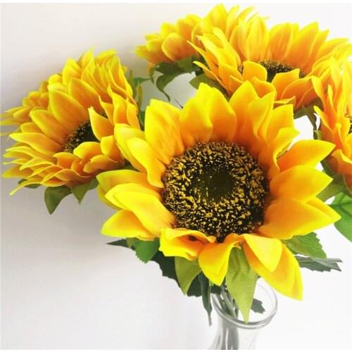Single Stem Silk Sunflower 60cm/23.62" Artificial Flowers Sunflowers for Home Showcase Xmas Floral Decoration Yellow Color