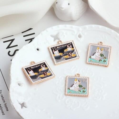 Diy Jewelry Accessories 20pcs/lot alloy drop oil cartoon cats pattern geometry shape metal floating locket pendant charms