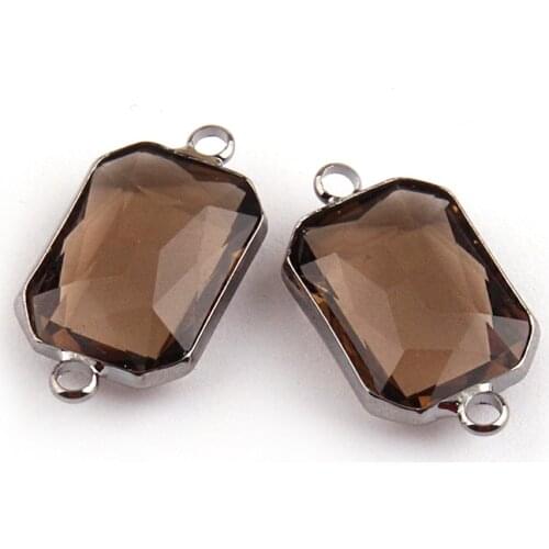 Free shipping fashion alloy rectangle brown crystal charm for DIY making necklace bracelet jewelry metal charms