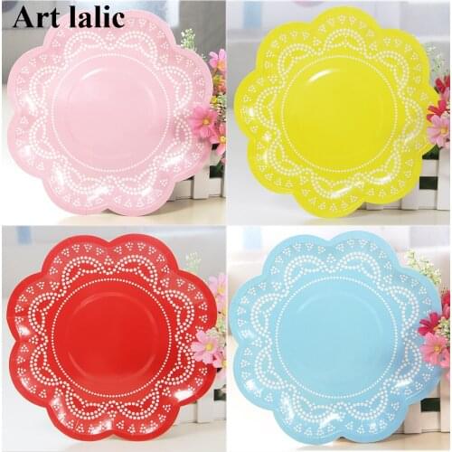 Colorful Doily Lace Party Paper Plates for Valentine Birthday Wedding Party disposable Tableware Party Supplies CP066