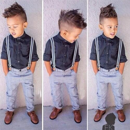 Kids clothes boys 2018 autumn children clothing set baby boy fashion casual cool shirt bib pants twinset