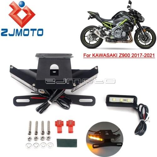 For Kawasaki Z900 2017-2021 LED Integrated Blinker Taillight Turn Signals Tail Tidy Fender Eliminator License Plate Holder Frame