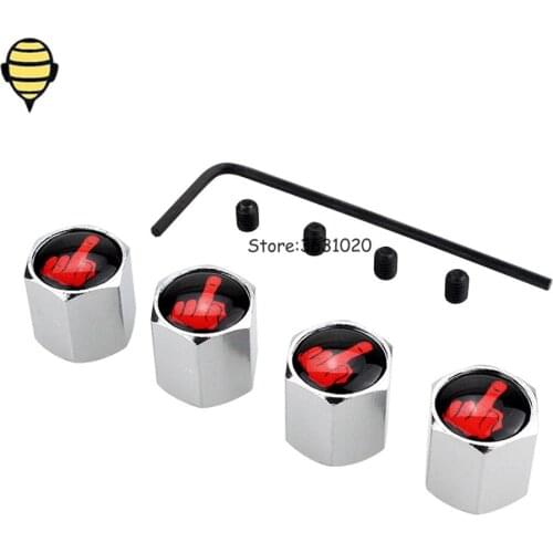 For Middle Finger Logo Tire Valve Stem Caps Rims Sticker For Benz Bmw Chrysler Volkswagen Mazda Jaguar Jeep Citroen SAAB Abarth