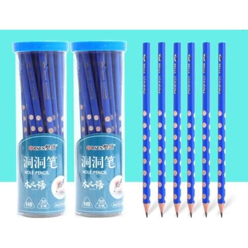 30 pcs / bottle HB pencil hole pencil children painting non-toxic primary school pupil stationery school supplies