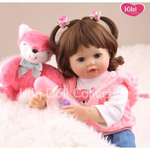 Reborn Baby Dolls Brown Hair 22 inch Soft Realistic Silicone Vinyl Weighted Body Children Gift Set with Clothes and Toy