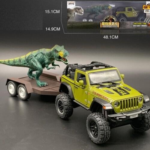 1:20 Rubicon Jeep Alloy Car Model With Dinosaur Set Diecasts & Toy Vehicles Collection Kids Toys Birthday Gifts Decorations Home
