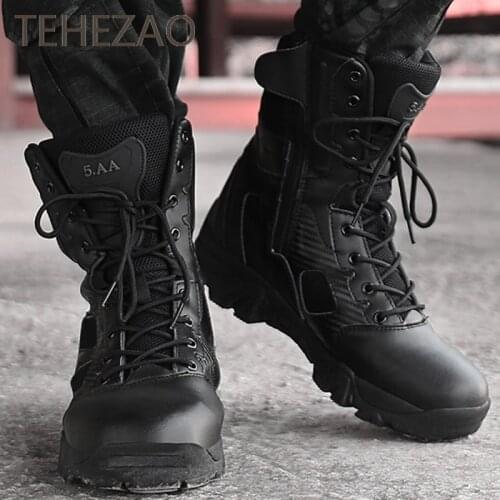 2021 New High-Top Men Boots Easy To Put On and Take Off Waterproof Non-Slip Breathable Hiking Shoes Cross-Country Sports Shoes