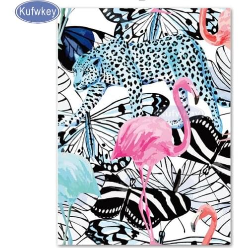 Full Needlework circular Diamond Painting Animals Flamingo Cross Stitch Kit Diamond Embroidery DIY Diamond Mosaic Crafts gift