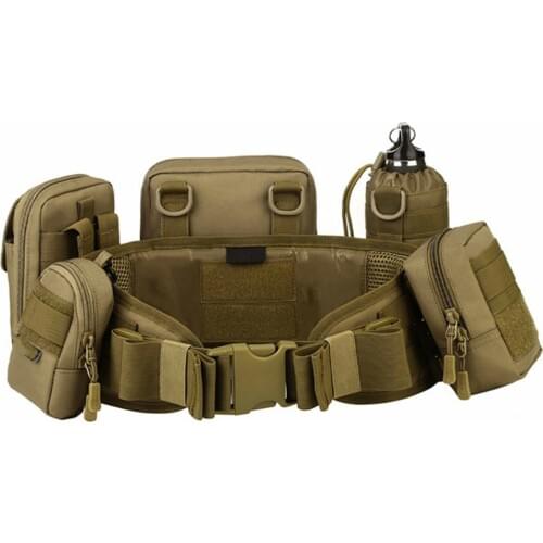 Hunting Accessories Outdoor Military Camouflage MOLLE Tactical Belt combat Adjustable Suspenders Wide Waist Belt CS Equipment