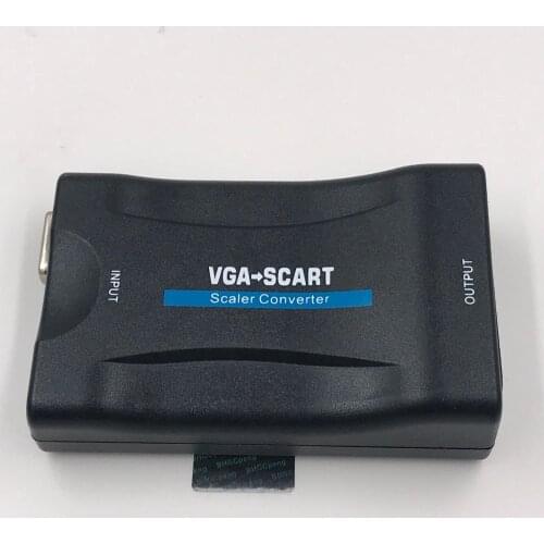 VGA to Scart Converter 1080P Adapter Video Audio Signal Converter High Quality For DVD Box TV With Remote Control