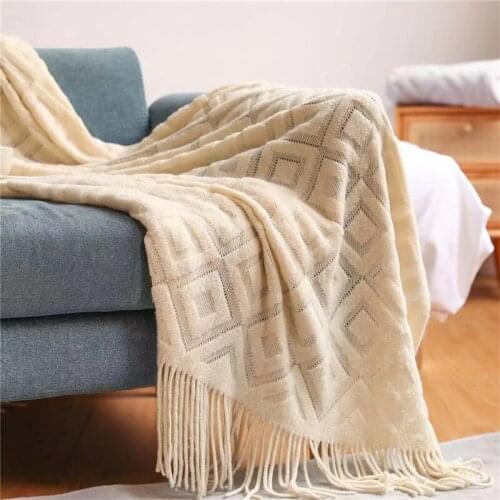 Nordic Knitted Blanket Soild Color Sofa Throw Blanket With Tassels Travel Tv Nap Blankets Air Condition Blankets Bed Decorative