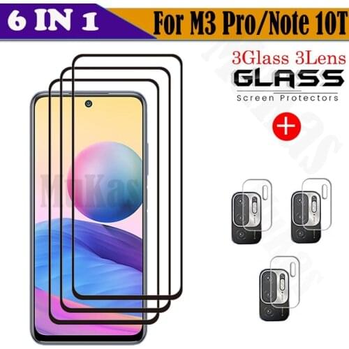 Full Glass For Xiaomi Redmi Note 10T Tempered Glass For Xiaomi Poco M3 Pro Screen Protector Glass Lens Camera Flim For Note 10T