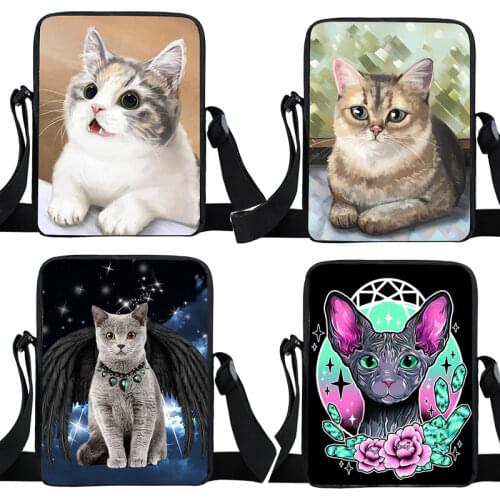 Cute Kitten Cat Mini Messenger Bag Small Crossbody Bag Women Handbag Ladies Shoulder Bag for Travel Girls Satchel Bookbag