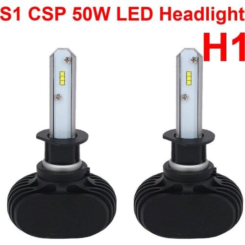 1 Set H1 S1 50W 8000LM LED Headlight Super Slim Conversion Kit Single Beam Seoul CSP Y19 Chips Fanless All-in-one White 6K Bulbs