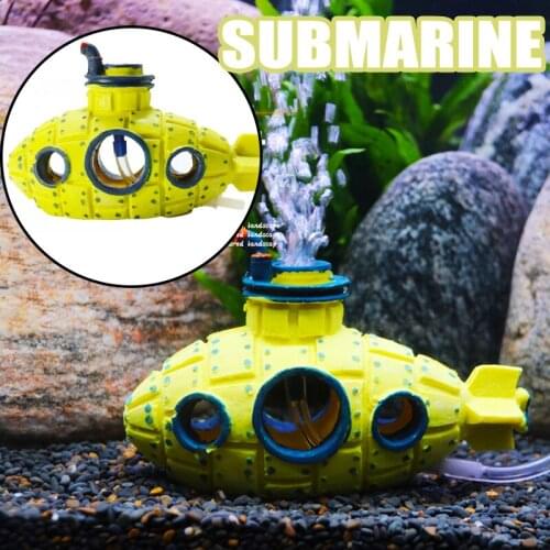 Aquarium Submarine Decoration Simulation Wreck Ornament Fish Tank Decor Yellow Fashionable Fish Resin Pineapple Model