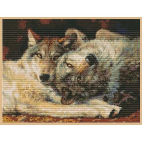 Wolfs Stamped Cross Stitch Patterns Kits Printed Canvas 14CT For Needlework Diy Crafts Embroidery Sets Home Decorations Painting