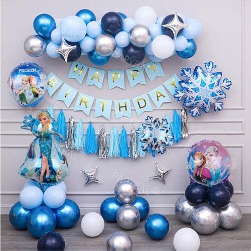 Disney Birthday Party Balloons Elsa Anna Princess 32inch Snowflake Foil Baloon Baby Silver Chrome Ballon Baby Shower Decors Gift
