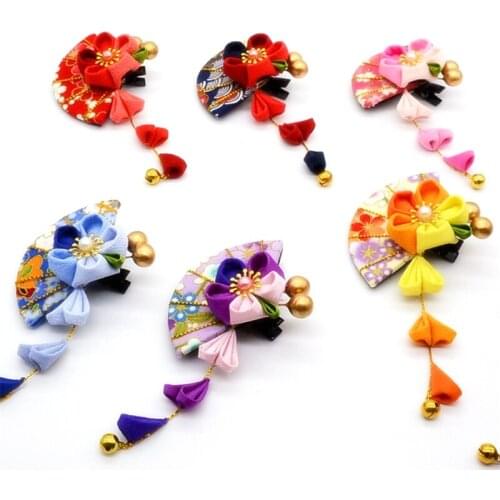 1 pcs Handmade Hair Accessories Fan Shape Hair Clip Hairpin Kimono Headdress Cosplay Prop Decor Women Girl Gift
