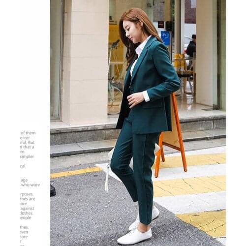 Women 2 Pieces sets Women Blazer +Trousers Suit new 2018 Autumn Casual Elegant Ladies Trouser Suits Formal Pant Suits